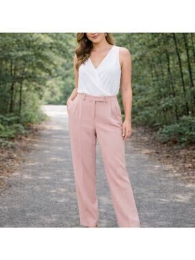 Joseph SZ 40 US 8 BEN CREPE SLIM-LEG PANTS IN PASTEL PINK $405